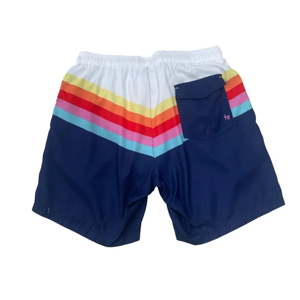 Tipsy Elves Santa Fe Rainbow Swim Trunks XL Summer Beach Coastal Vacation Cruise